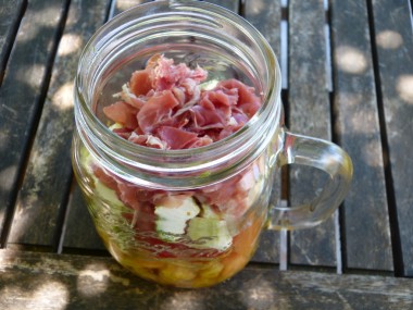 Salade de melon au jambon de pays